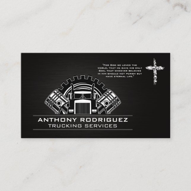 Semi Truck Gears and Pistons | Cross Business Card (Front)