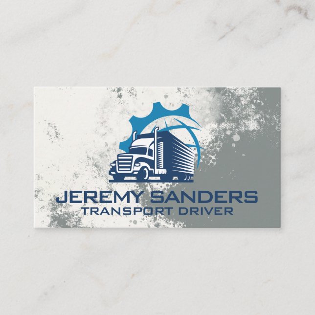 Semi Truck | Global Transport | Shipping Business Card (Front)