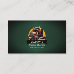 Semi Truck Green Metallic Business Card