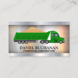 Semi Truck Hauling Material   Metallic  Business Card