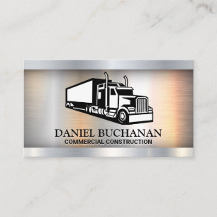 Semi Truck Icon   Metallic  Business Card