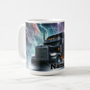 Semi Truck in a Vibrant Lightning Storm Coffee Mug