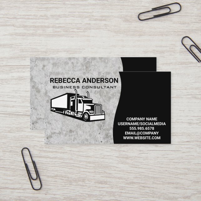 Semi Truck | Industrial | Concrete Business Card (Front/Back In Situ)