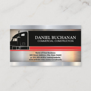 Semi Truck   Logistics   Metallic Industrial Business Card