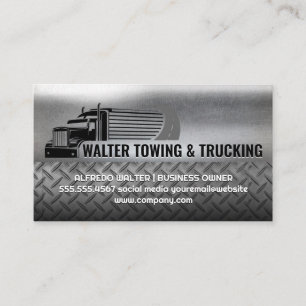 Semi Truck Logistics   Steel Business Card