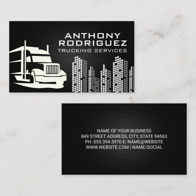 Semi Truck Logo | Building Business Card (Front/Back)