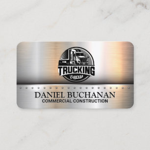 Semi Truck Logo   Commercial Driver   Sleek Metal Business Card