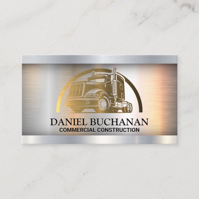 Semi Truck Logo | Gold Metallic  Business Card (Front)