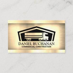 Semi Truck Logo   Gold Metallic Business Card