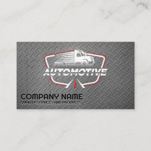 Semi Truck Logo Metal   Steel Pattern Business Card