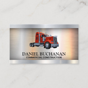 Semi Truck Logo   Metallic Background Business Card