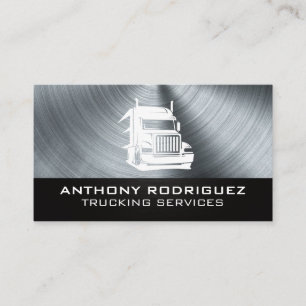 Semi Truck Logo   Metallic Brushed Business Card