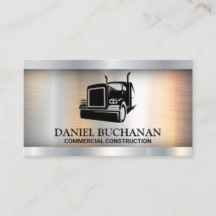 Semi Truck Logo Metallic Business Card