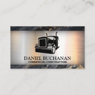 Semi Truck Logo   Metallic   Marble Business Card