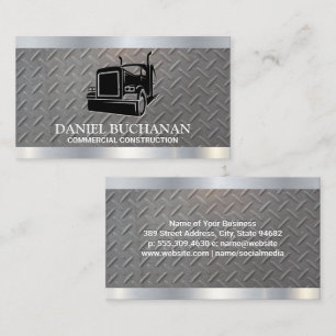 Semi Truck Logo   Metallic Steel Business Card