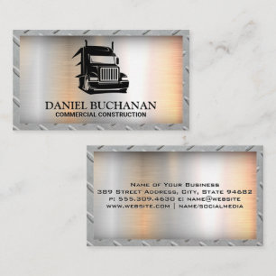 Semi Truck Logo   Steel Grid Border Business Card