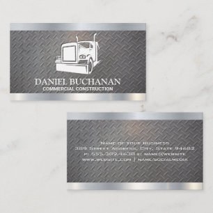 Semi Truck Logo   Steel Metal Pattern Business Card