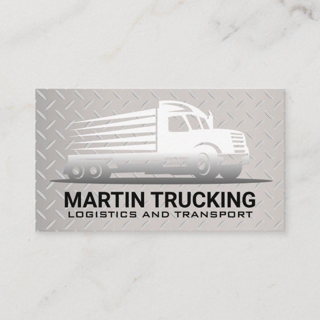 Semi Truck Logo | Steel Plate Business Card (Front)