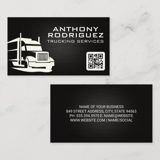 Semi Truck Logo | Trucking | Qr code Business Card (Front/Back)