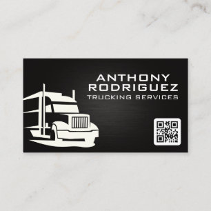 Semi Truck Logo   Trucking   QR Code Business Card