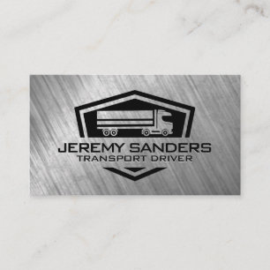 Semi Truck Logo   Worn Metallic Background Business Card