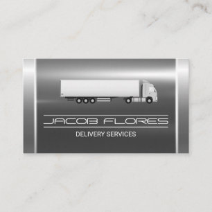 Semi Truck   Metallic Aluminium Industrial Business Card