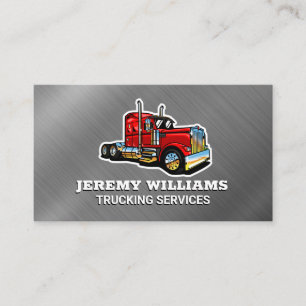 Semi Truck Metallic Background Business Card