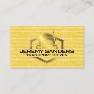 Semi Truck Metallic   Brick Wall Business Card