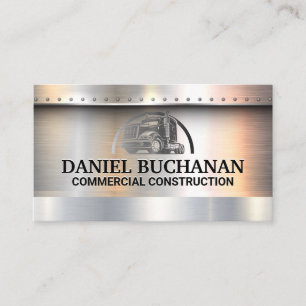 Semi Truck   Metallic Brushed   Rivets  Business Card