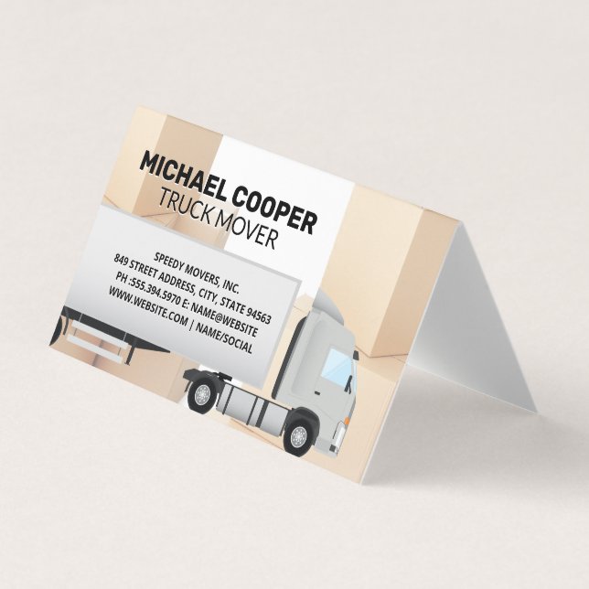 Semi Truck | Movers | Moving Boxes Business Card (Front)
