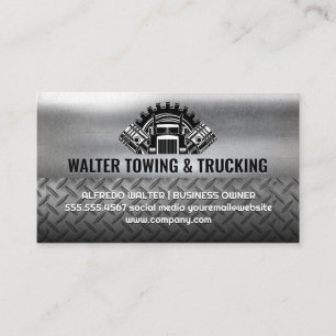 Semi Truck Pistons Industrial Steel Metallic Business Card
