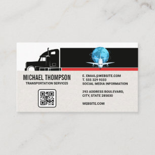 Semi Truck   Plane Globe   Shipping Business Card