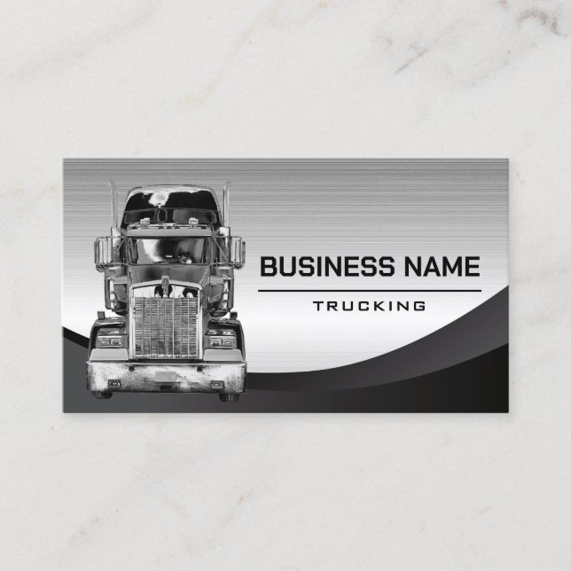 Semi-Truck Professional Trucking Company Steel Business Card (Front)