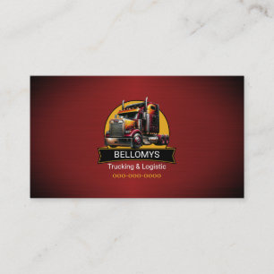 Semi Truck Red Metallic Business Card