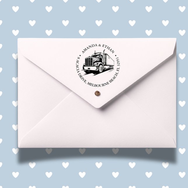 Semi Truck Theme Self-inking Stamp (Personalize your paperwork with our Semi Truck Theme Self-inking Stamp. )