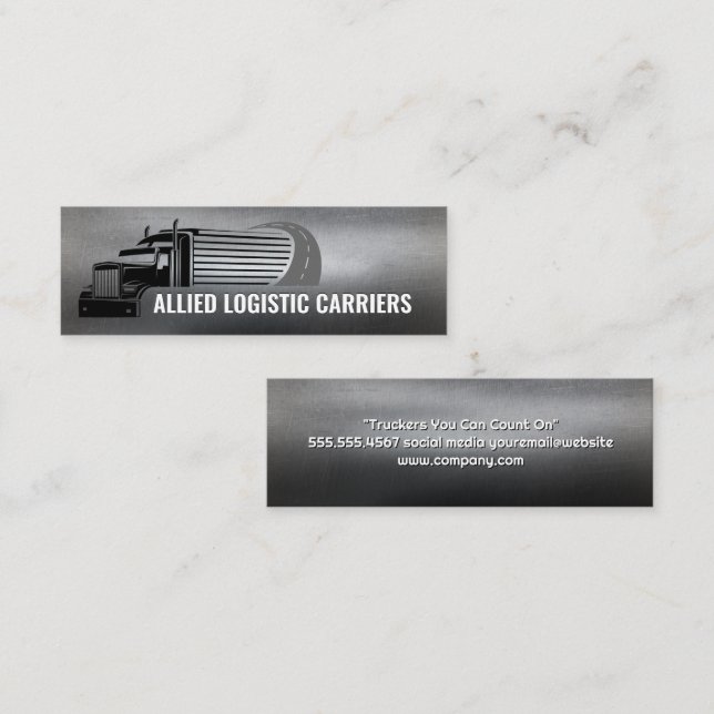 Semi Truck Trailer on the Road | Transport Mini Business Card (Front/Back)