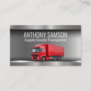 Semi Truck Trailer Red Business Card