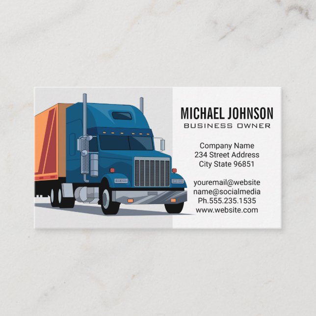Semi Truck | Transport Business Card (Front)