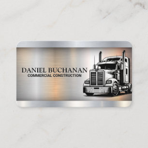 Semi Truck Transport Driving   Metal Business Card