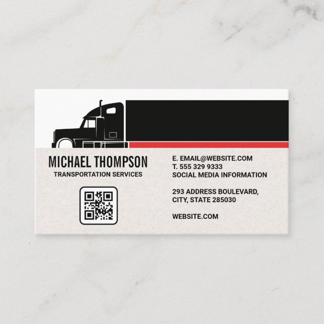 Semi Truck | Trucking Industry | QR Code Business Card (Front)