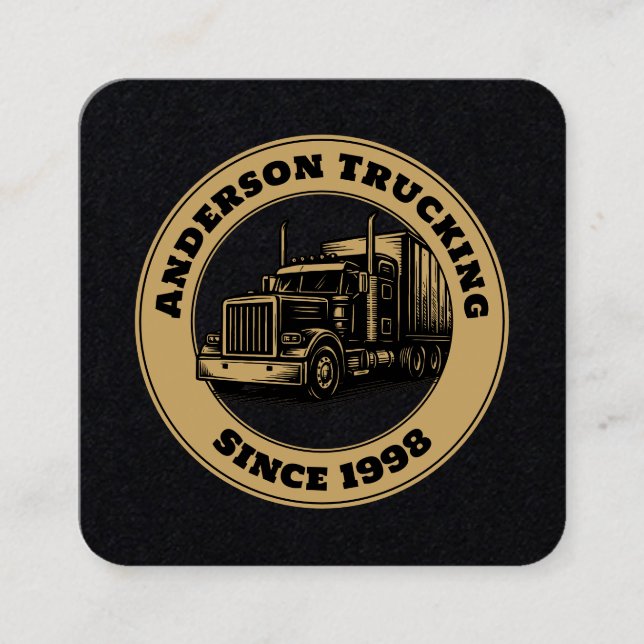 Semi Truck Trucking Template Square Business Card (Front)