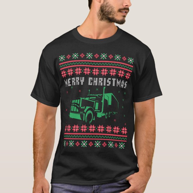 Semi Truck Ugly Christmas Sweater (Front)