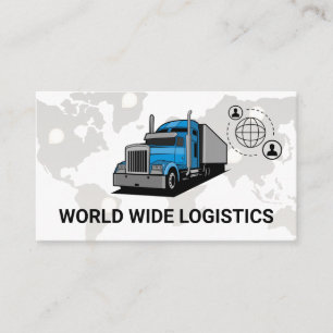 Semi Truck   World Map Logistics Network Business Card