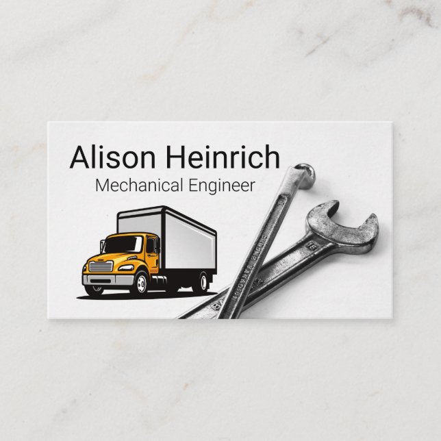 Semi Truck | Wrenches | Auto Mechanic Business Card (Front)