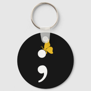 Semicolon Butterfly Depression Prevention Key Ring