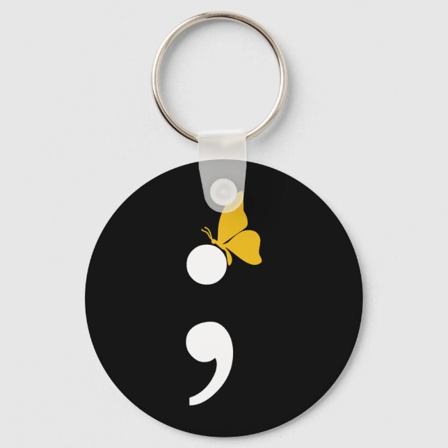 Semicolon Butterfly Depression Prevention Key Ring (Front)