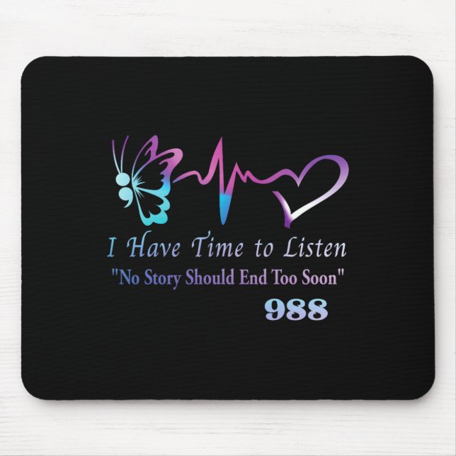 Semicolon Butterfly Heartbeat Prevention Hotline Mouse Mat (Front)