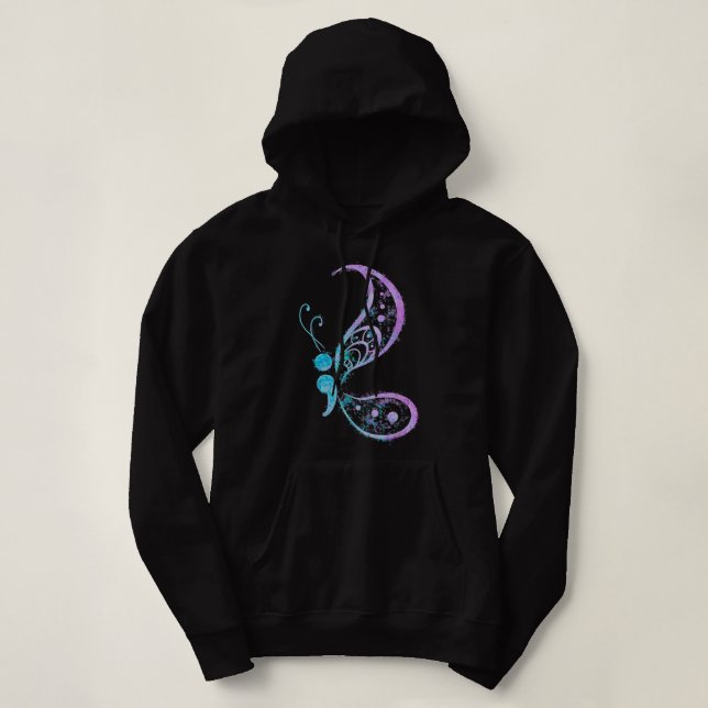 Semicolon Butterfly  Mental Health Suicide Awarene Hoodie (Design Front)