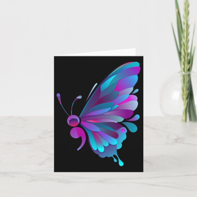 Semicolon Butterfly Semi-colon Tattoo Mental Healt Card (Front)
