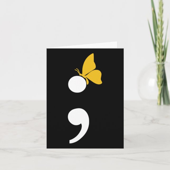 Semicolon Butterfly Suicide Depression Prevention  Card (Front)